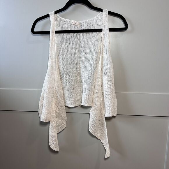 Reac Ivory 100% Hemp Lightweight Knit Cardigan Open Sleeveless Waterfall OSFM - Picture 1 of 10